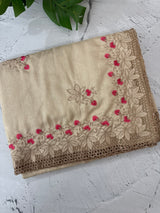Soft crepe tussar silk saree with embroidery and cutwork MSH207