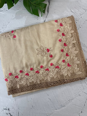 Soft crepe tussar silk saree with embroidery and cutwork MSH207