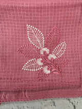 Kota  checks saree with embroidery - MS7679 Pink