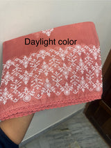 Soft kota checks saree with embroidery - MS7676 Peach