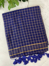 Soft mulcotton saree with zari checks MS4436