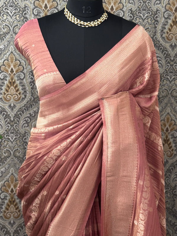 Banarasi crush georgette saree- MS1341 DuskyPeach