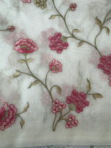 White Supernet saree with embroidery MSH153