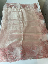 Fancy satin silk organza saree with applique borders MS14207 Peach