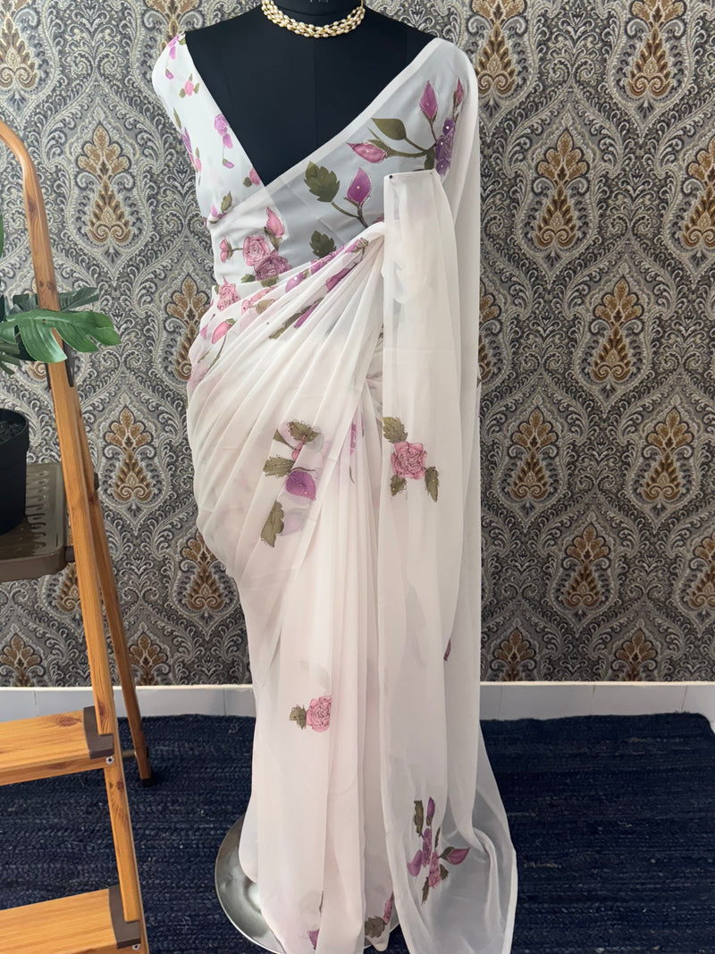 Pure Georgette saree with digital prints and sequence work SHCNEIR