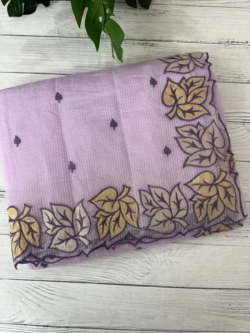 NetKota saree with Applique border  MSH131- Lavender