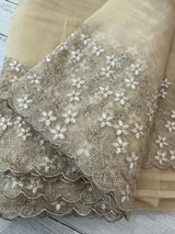 Crush tissue Organza saree with embroidery work MS14791- Beige
