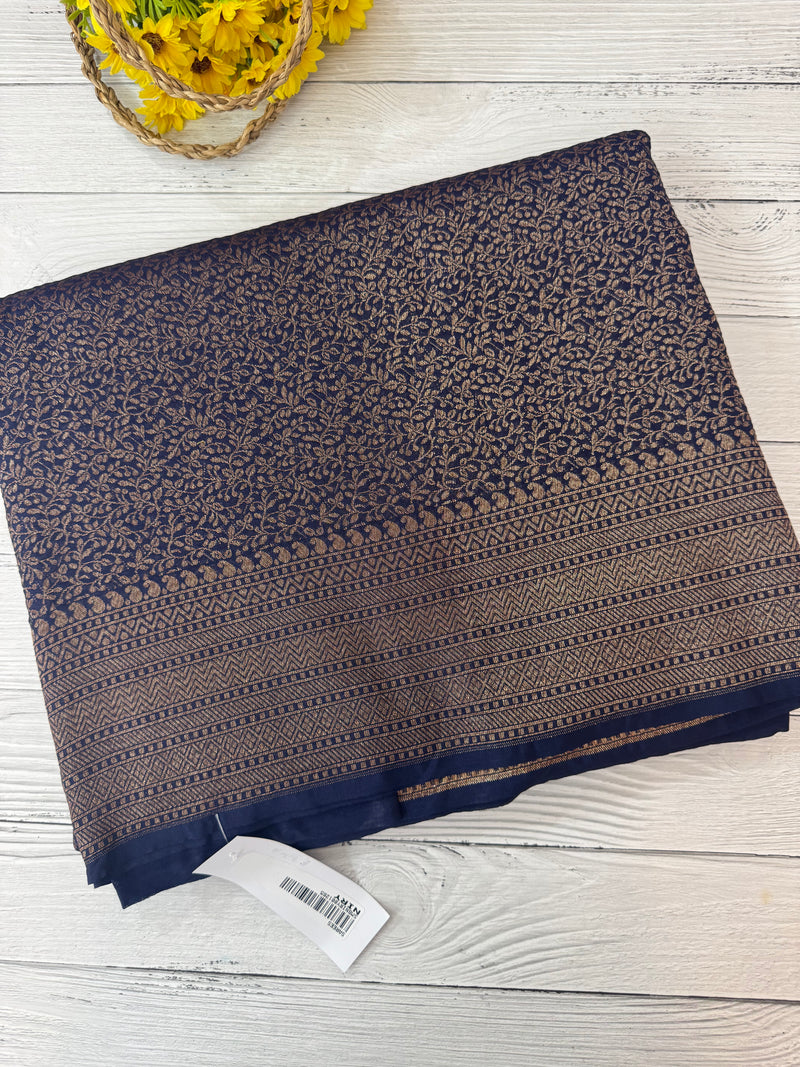 Banarasi semi katan saree SMBNIRY - DarkBlue