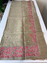 Cutwork semi Tussar saree MSTS351