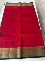 Jute silk sarees with contrast pallu & blouse MJL396 Maroon to Green