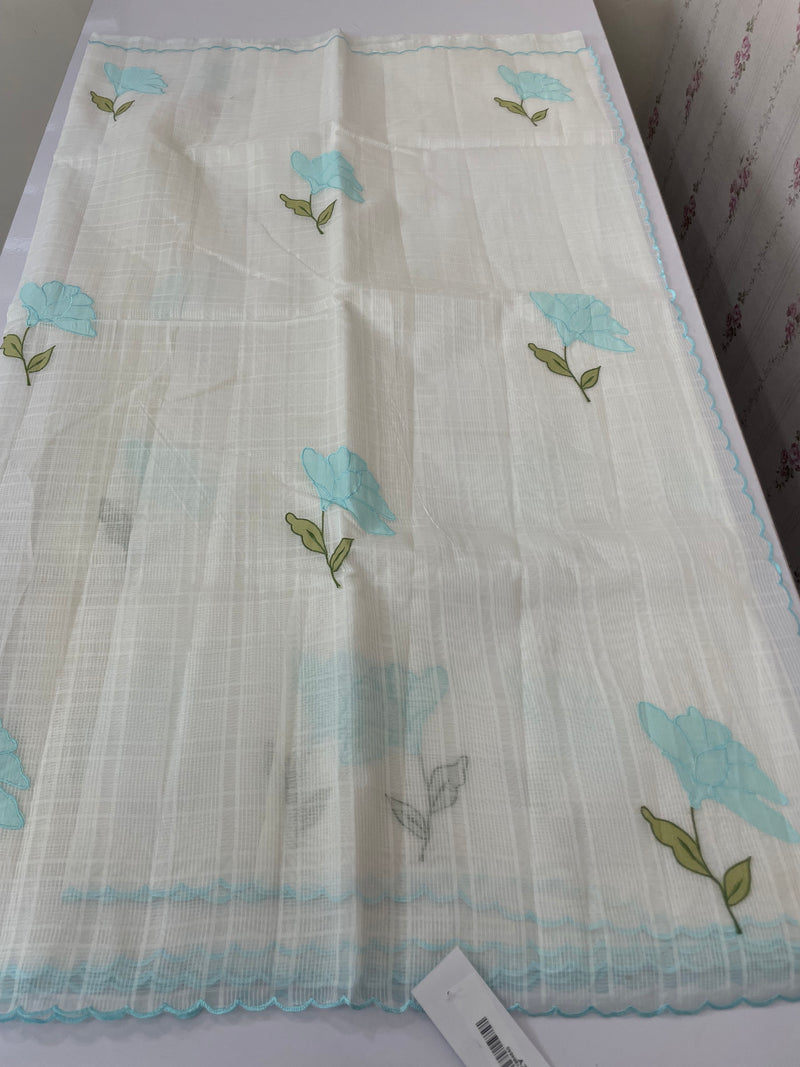 Kota silk cotton saree with applique work MS81789