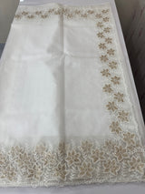 Soft organza saree with sequins cutwork borders- MCW541 - White