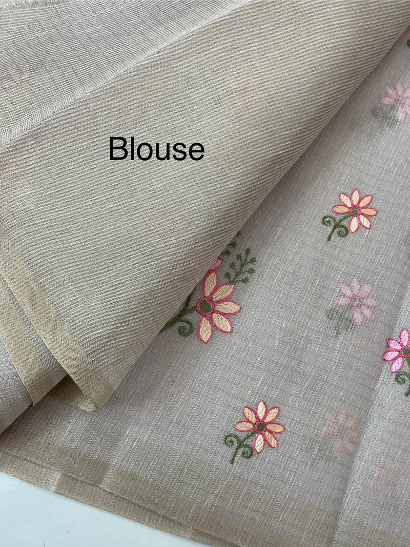 Tissue mix Soft silk saree with embroidery MS8189- Pastel DuskyMauve