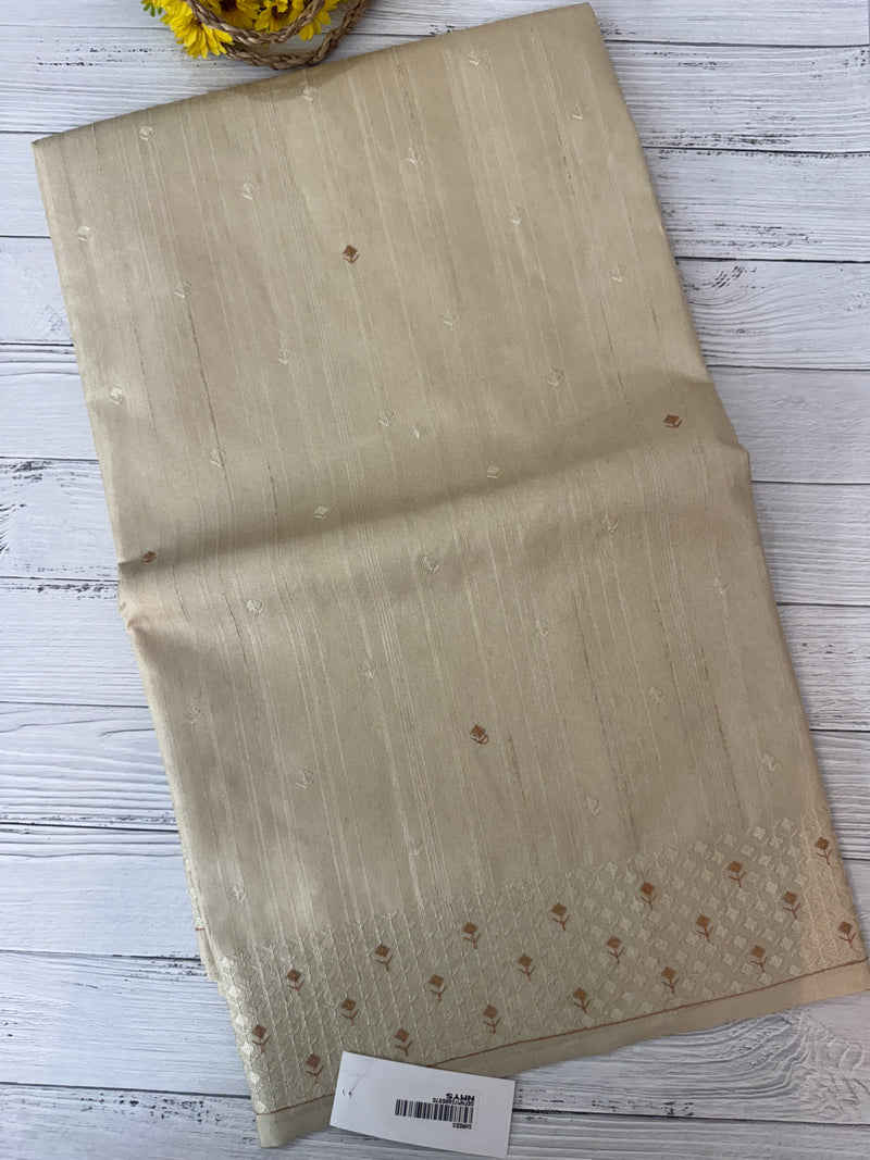 Blended tussar Saree with Embriodery - SEFNMYS Cream