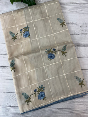 Pure soft kota silk saree with embroidery MS19078 Blue