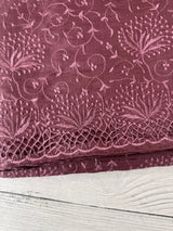 Cutwork satin mix Blended tussar saree with thread work MTS9078 - FadedWine