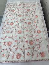 Mul cotton applique work saree with scalloped borders MSH166