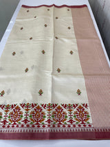 Blended tussar silk saree with embroidery- MSH490