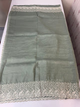 Crush Organza embroidery saree MS9739- Dusky Green