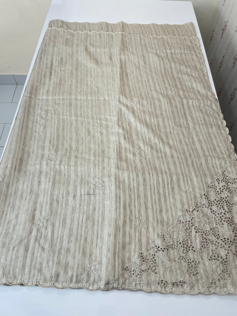 Cutwork Semi silk saree MSR908- DuskyBrown