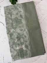 Mul chanderi organza applique work saree  MSH172