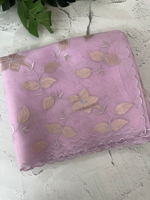 Viscose Organza saree with applique work-MSH238 Lavender