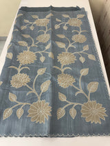 Blended Tussar silk saree with tissue applique work- MSH193 DuskyBlue