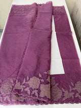 Soft organza saree with applique work - MCW543 DuskyPurple