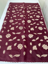Soft Organza saree with tissue applqiue work - MSH989 Wine