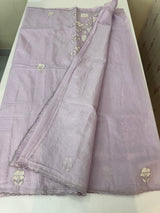 Mul chanderi applique work saree  MSH146- Lavender