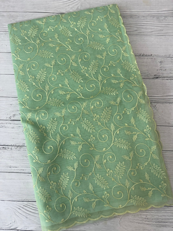 NetKota thread work saree MSH106 - Pastel PistaGreen