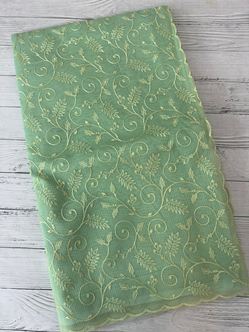 NetKota thread work saree MSH106 - Pastel PistaGreen