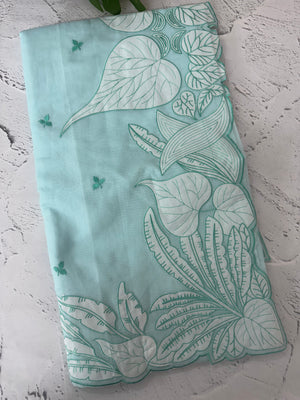 Kota chanderi saree with applique work borders- MSH224