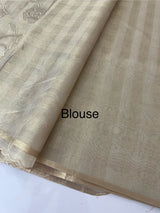 Tissue Silk applique work saree MSH133 Design 3- CloudGrey