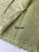 Premium Organza saree with tissue appliqué work - MMG310- DuskyGreen