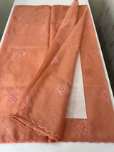 Organza saree with embroidery - MSH375 Peach