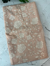 Mul chanderi applique work saree  MSH146 - PastelPeach