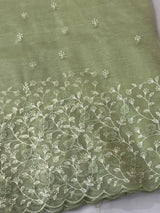Glassy tissue organza saree with embroidery FKSF133- Pastel Green