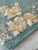 Tissue Organza saree with thread work  MS14931 PastelBlue