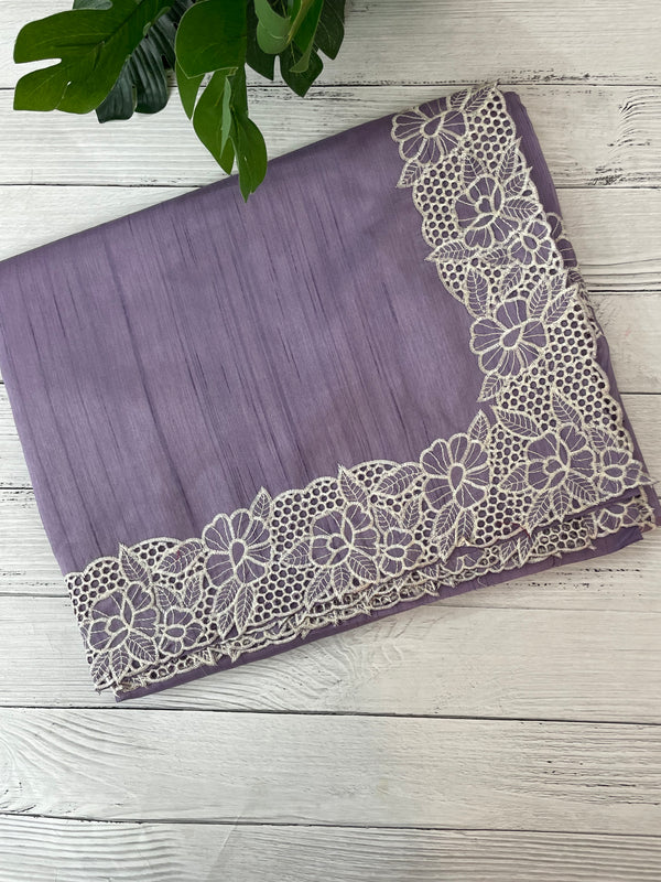 Cutwork Semi tussar saree MTSS879 Lavender