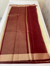Semi chanderi saree -  MSH229 Cream to Maroon