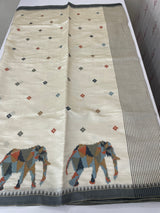 Blended semi tussar silk saree with embroidery MSJ677