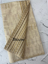 Semi chanderi tussar saree with brocade pallu and blouse MKT891 (2) Maroon