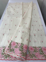 Mul chanderi embriodery saree with scalloped borders MSH176