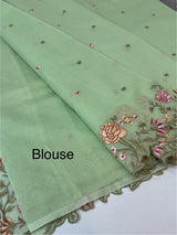 Mul chanderi saree with embriodery borders MSH113