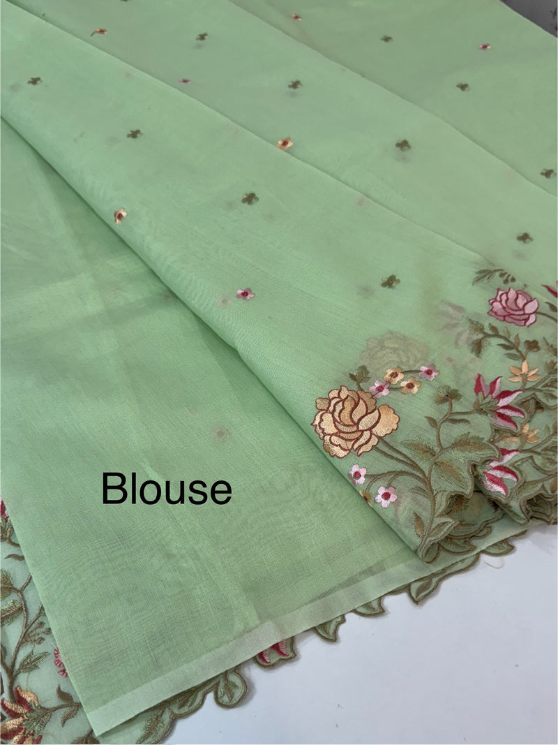 Mul chanderi saree with embriodery borders MSH113