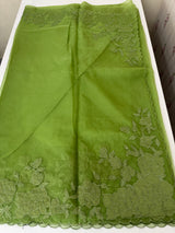 Soft organza saree with applique work - MCW543 LeafGreen