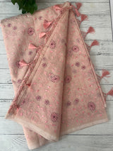Kota silk saree with embroidery MSH199 - Pastel PeachPink
