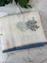 Lightweight Supernet saree with cross stitch embroidery MS142