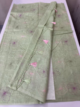 Mul chanderi saree with embroidery - MS1427 LightGreen